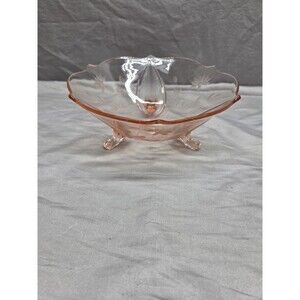 VTG Lancaster Jubilee Depression Glass Pink 3 Toed 8" Footed Bowl